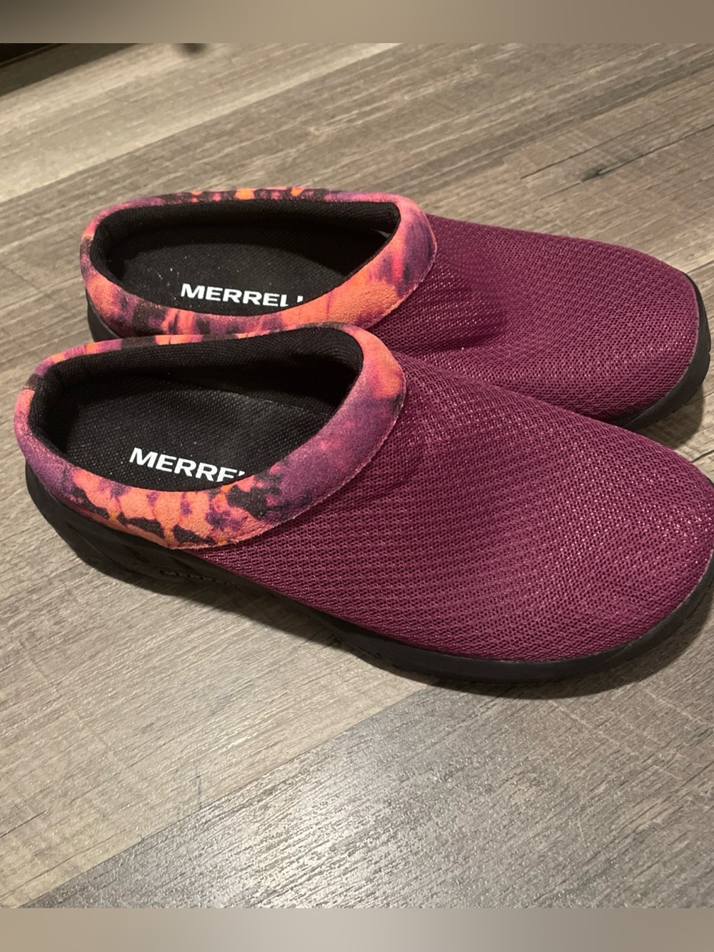 Merrell Encore Breeze 4 Clogs Women's Purple Mesh Tie-Dye Slip-On‎ Mules Size 6